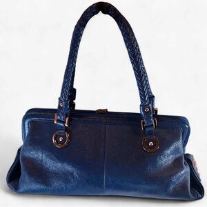 La Gioe di Toscana by SHARON GIOE Blue Shoulder Bag Braided Handles NEW